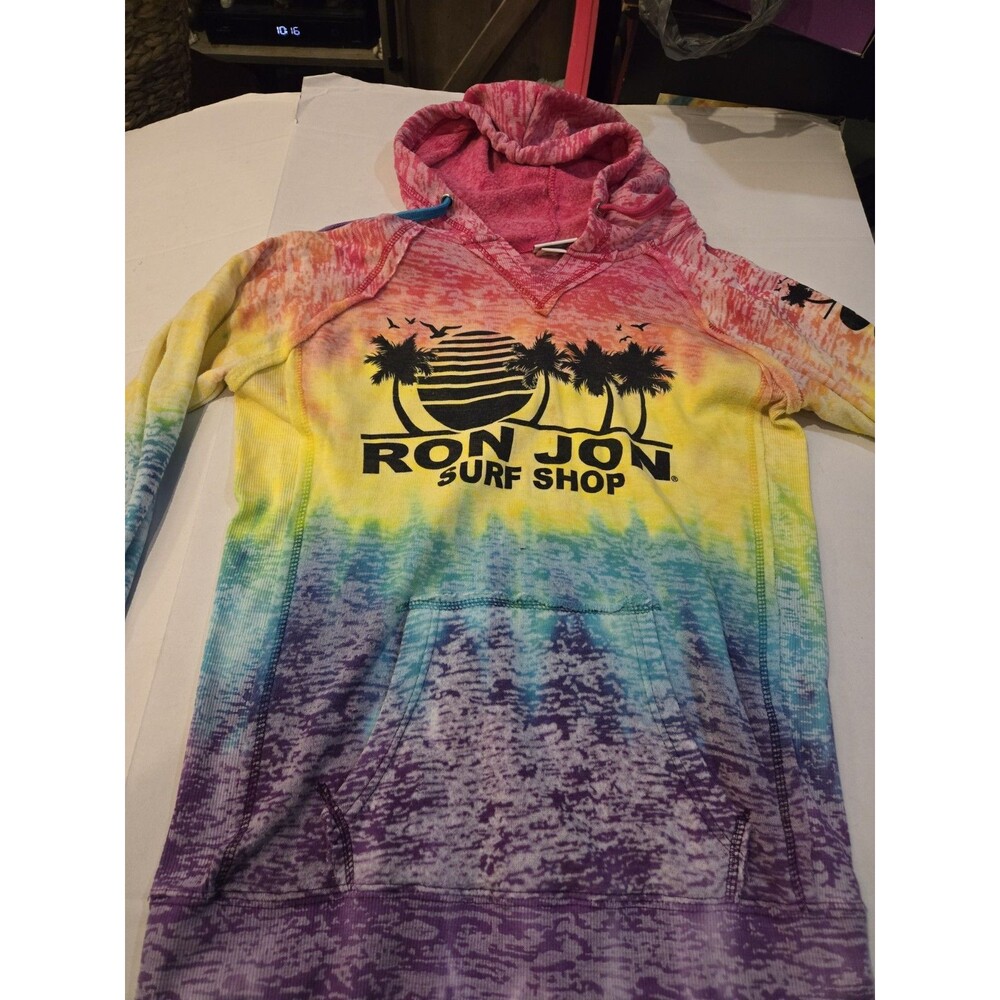Ron Jon Surf Shop Rainbow Tie Dye Pullover Hoodie Large Panama City Beach Hippie